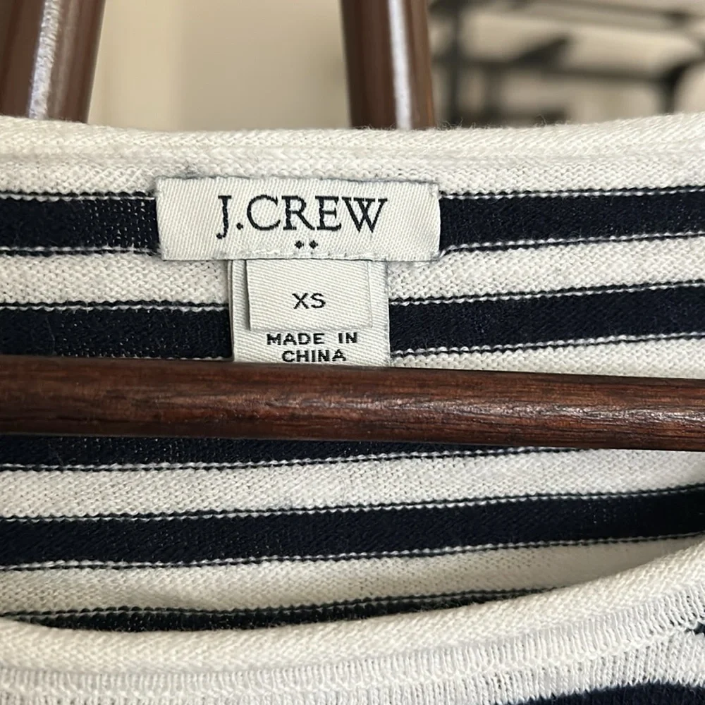 J. Crew Black and White Striped Women's Top 3/4 Sleeves